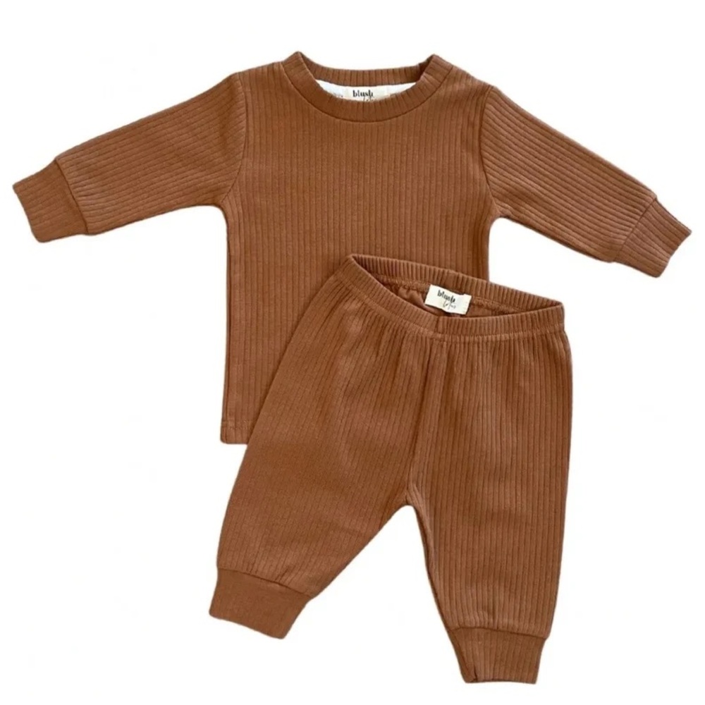 COGNAC | Blush Lotus ribbed organic baby set